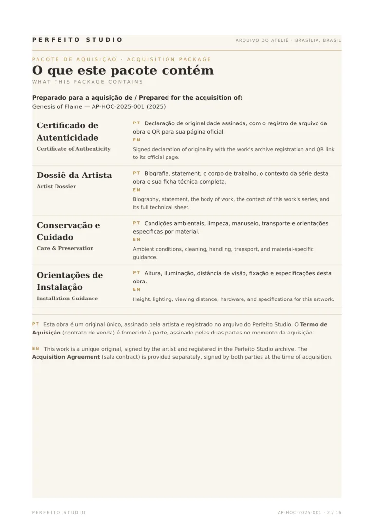 Certificate of Authenticity — Genesis of Flame, Perfeito Studio