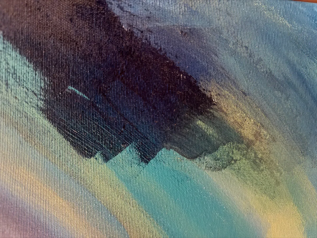 Surface detail — Celestial Drift by Alyne Perfeito, 70 x 100 cm (27 x 39 in)