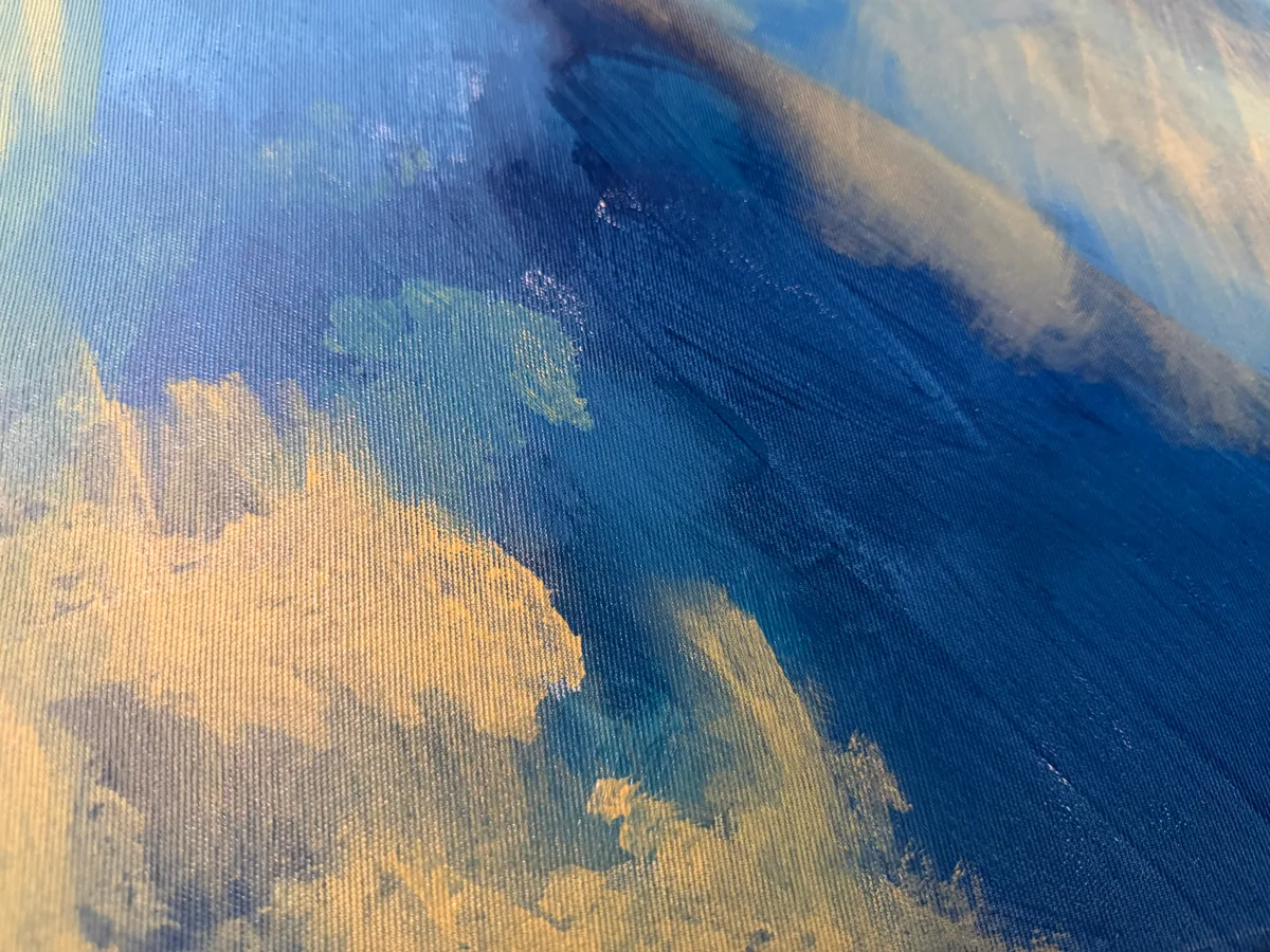 Surface detail — Celestial Drift by Alyne Perfeito, 70 x 100 cm (27 x 39 in)