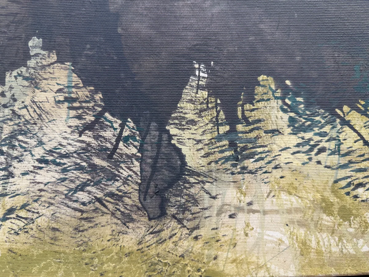 Surface detail — Elemental Veins by Alyne Perfeito, 90 x 140 cm (35 x 55 in)