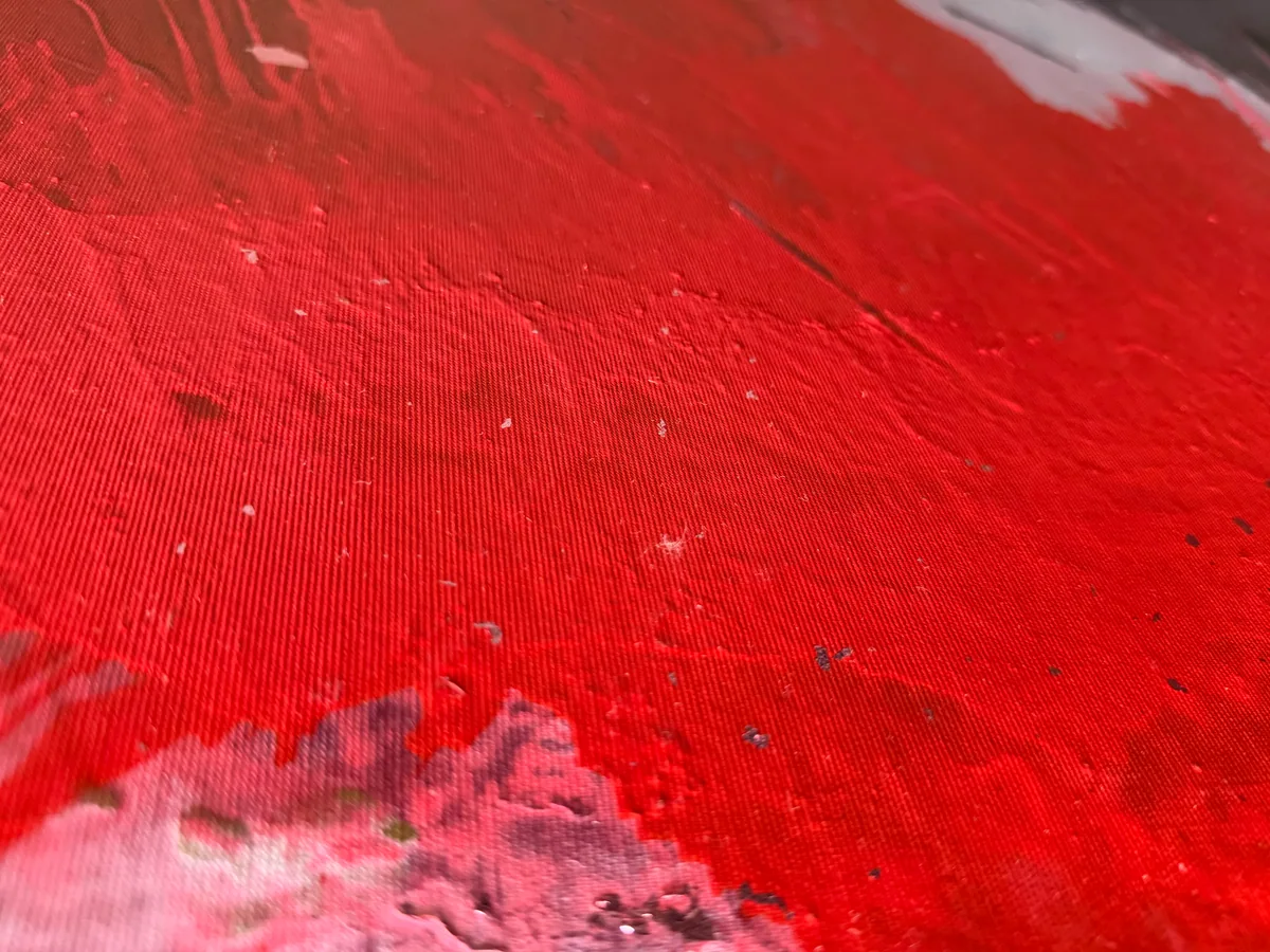 Surface detail — Genesis of Flame by Alyne Perfeito, 120 x 200 cm (47 x 79 in)