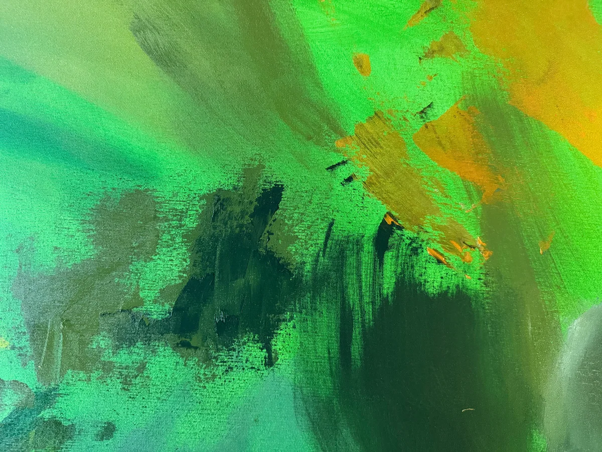 Surface detail — Vegetal Dawn by Alyne Perfeito, 80 x 120 cm (31.5 x 47.2 in)