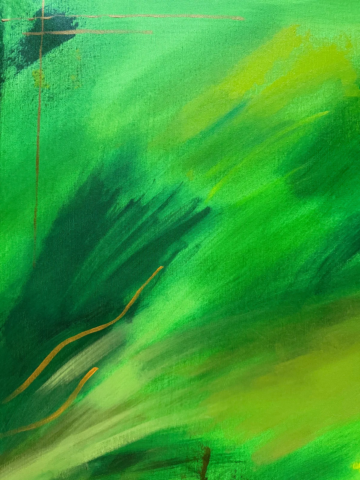 Surface detail — Vegetal Dawn by Alyne Perfeito, 80 x 120 cm (31.5 x 47.2 in)