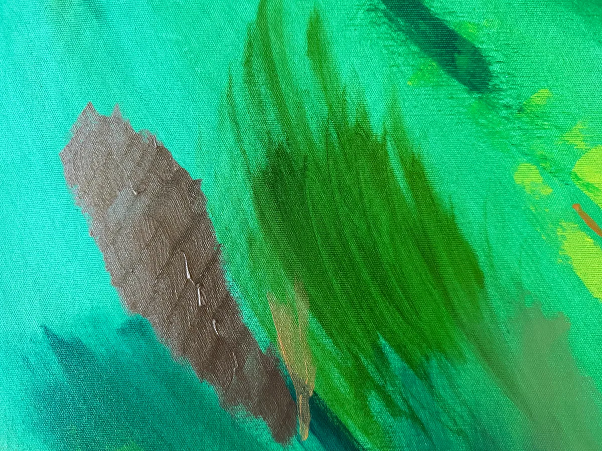 Surface detail — Vegetal Dawn by Alyne Perfeito, 80 x 120 cm (31.5 x 47.2 in)