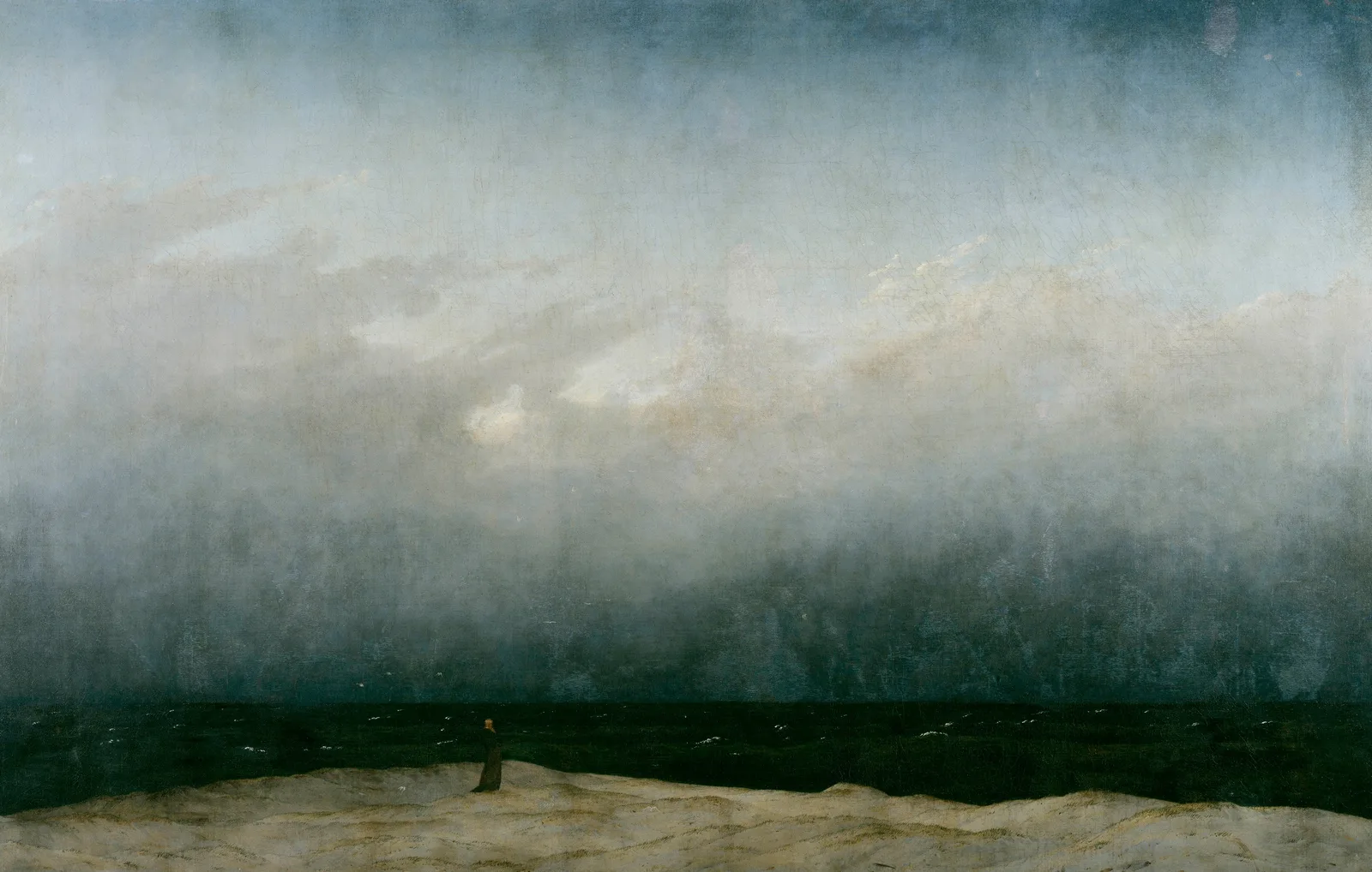 The Monk by the Sea, oil on canvas by Caspar David Friedrich (1808–1810), in the collection of the Alte Nationalgalerie, Berlin