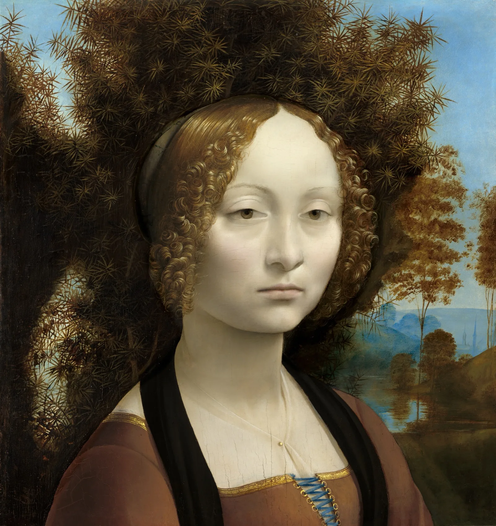 Ginevra de' Benci, oil on panel by Leonardo da Vinci (c. 1474-1478), in the collection of the National Gallery of Art, Washington