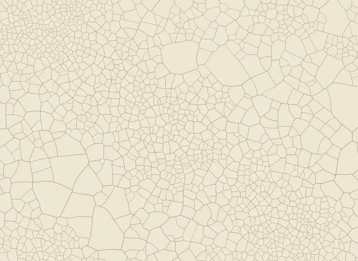 Ilustração esquemática do padrão de rachaduras finas (craquelê) na superfície de uma camada de tinta seca — Perfeito Studio