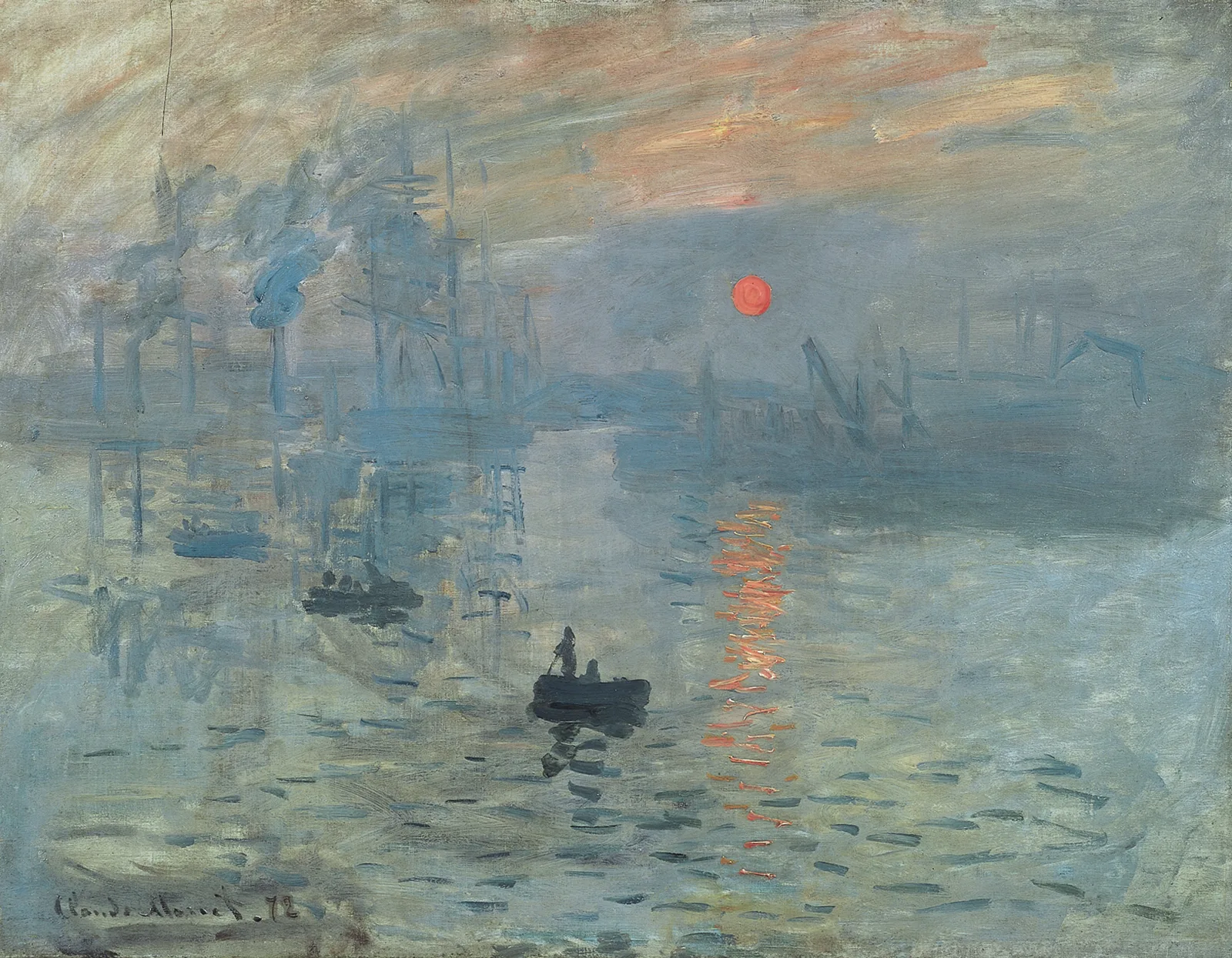 Pintura Impressão, Nascer do Sol, de Claude Monet (1872) — Musée Marmottan Monet, domínio público