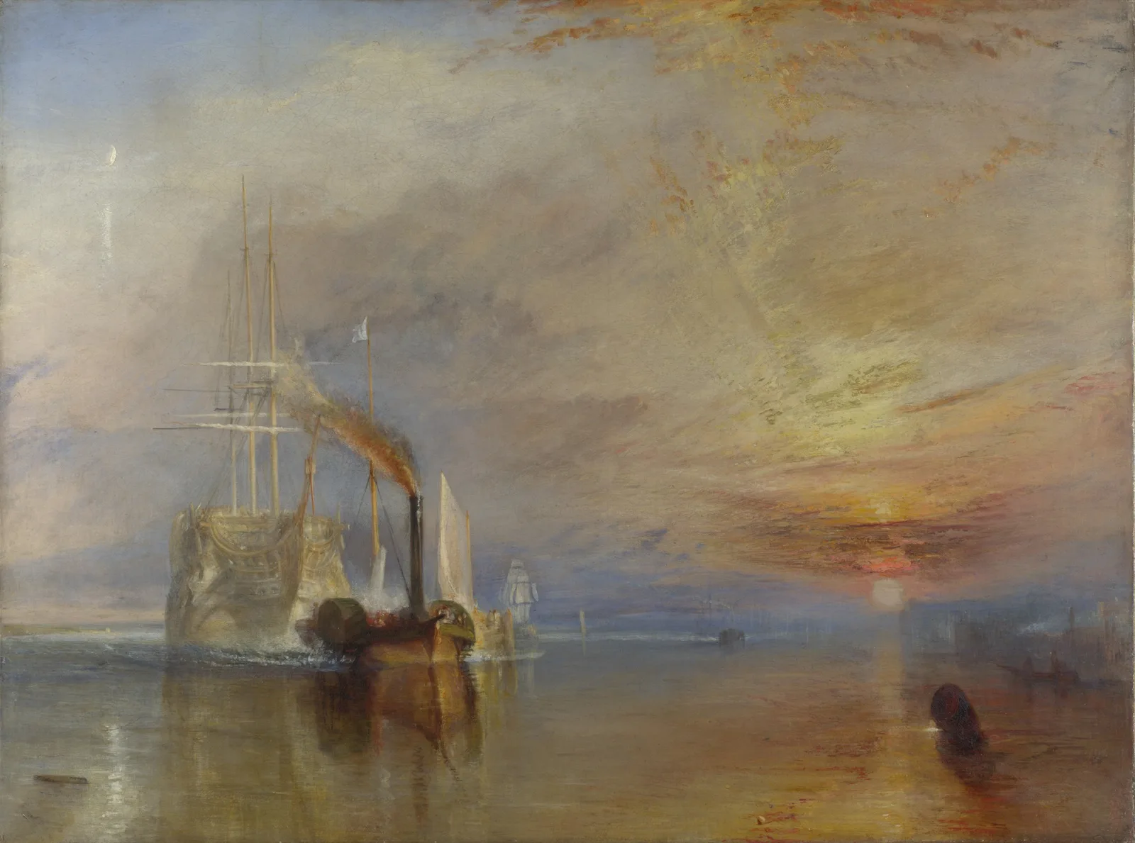A Téméraire Rebocada ao Desmonte (The Fighting Temeraire), pintura de J.M.W. Turner de 1839, no acervo da National Gallery, em Londres