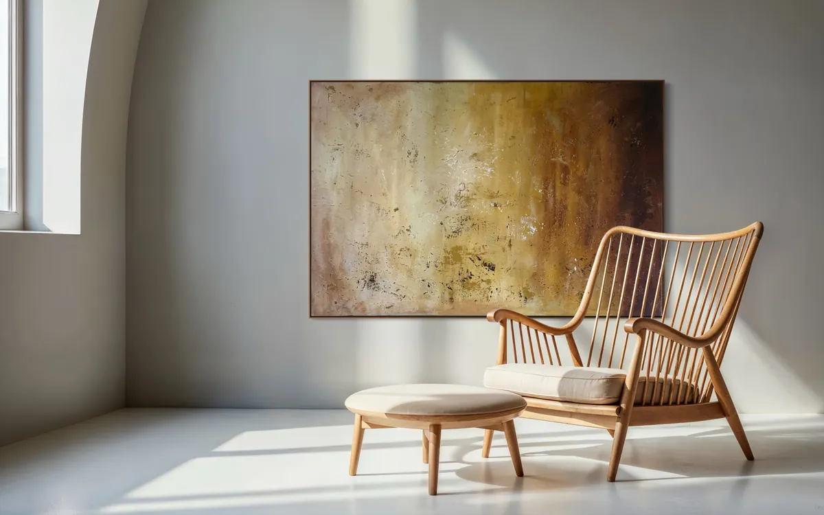 Amber Strata by Alyne Perfeito shown in an interior setting — digital visualization, Terra & Ether series
