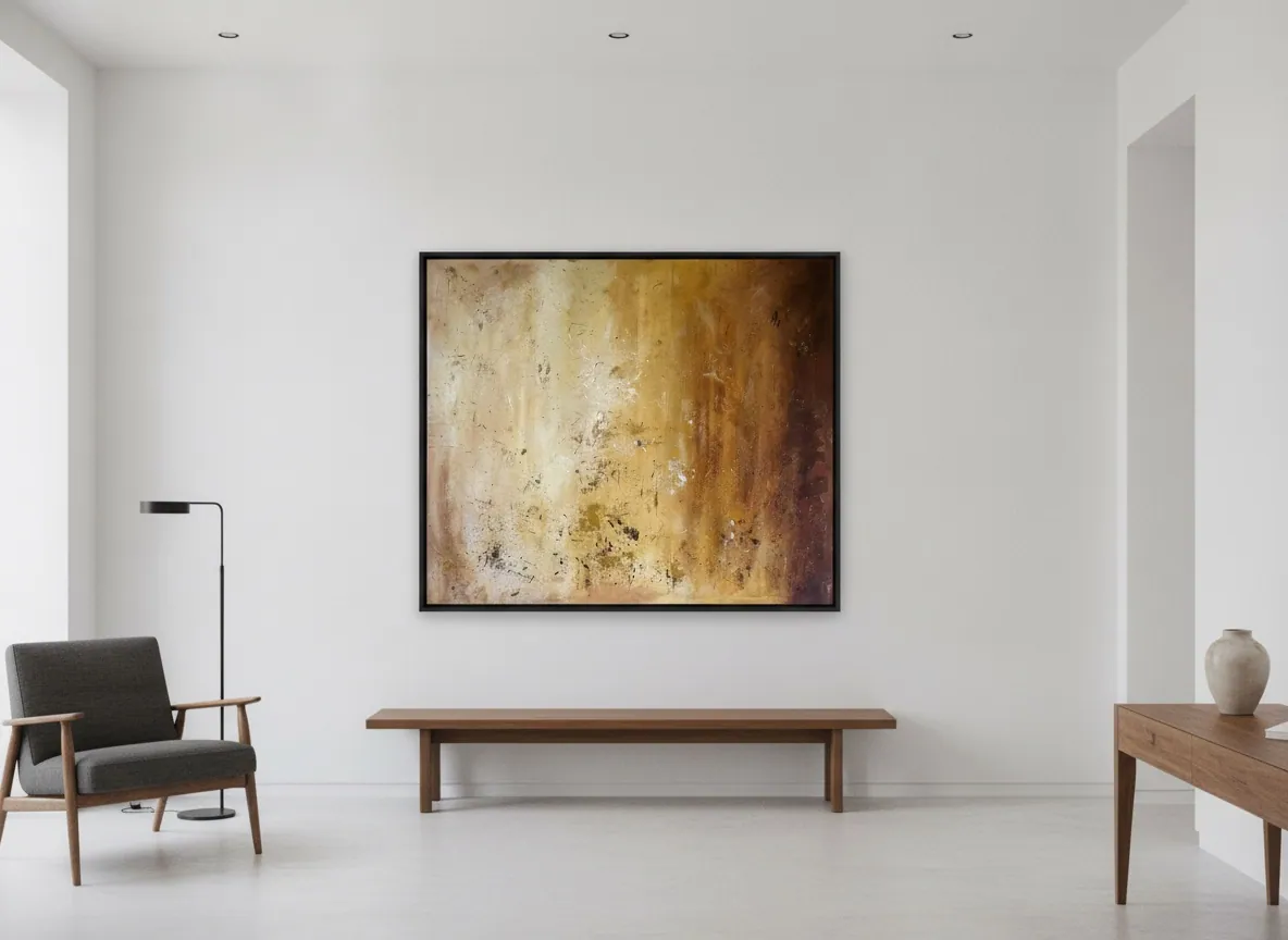 Amber Strata by Alyne Perfeito shown in an interior setting — digital visualization, Terra & Ether series