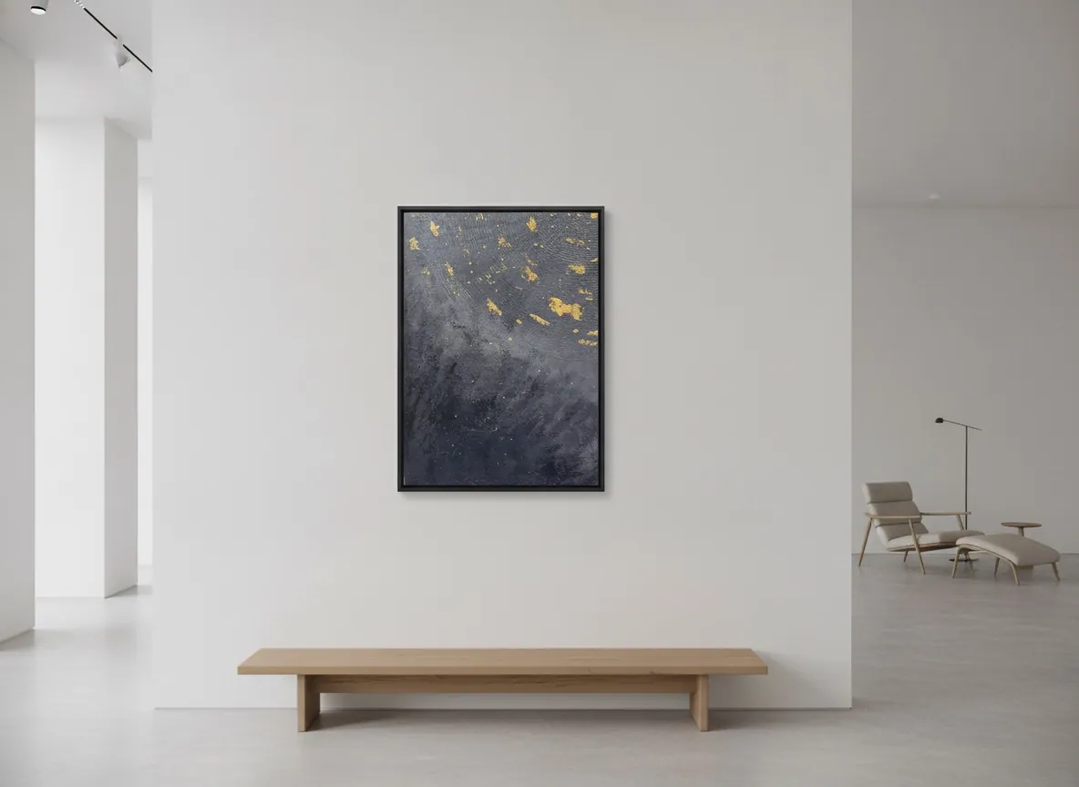 Celestial Plan by Alyne Perfeito shown in an interior setting — digital visualization, Black & Gold series