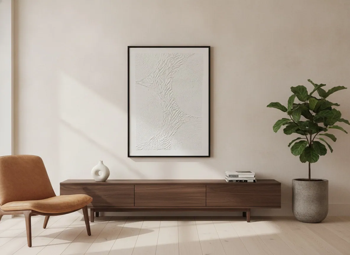 Echo of Silence by Alyne Perfeito shown in an interior setting — 50 x 70 cm (19.7 x 27.6 in), Matter & Silence series