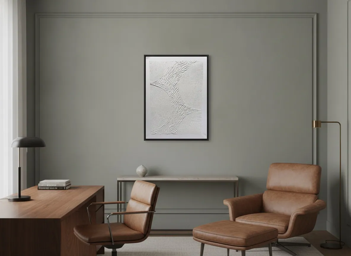 Echo of Silence by Alyne Perfeito shown in an interior setting — digital visualization, Matter & Silence series