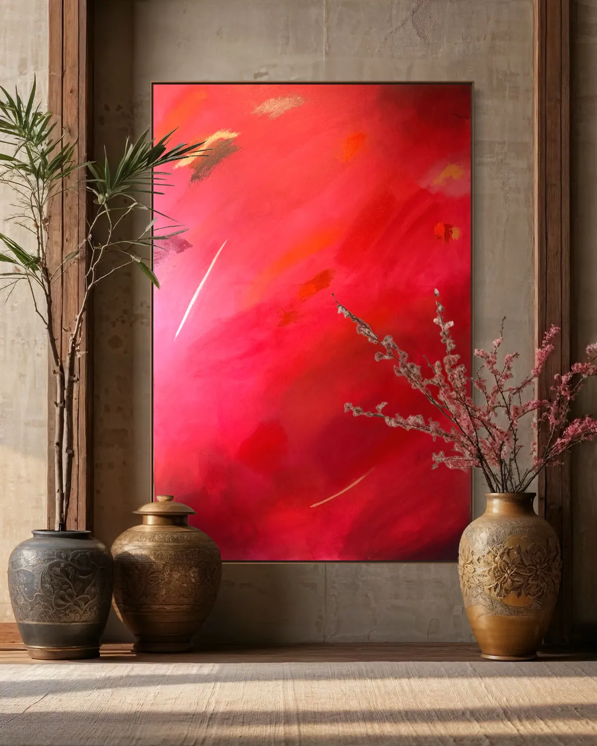 Fire of Devotion by Alyne Perfeito shown in an interior setting — digital visualization, Heart of Chaos series