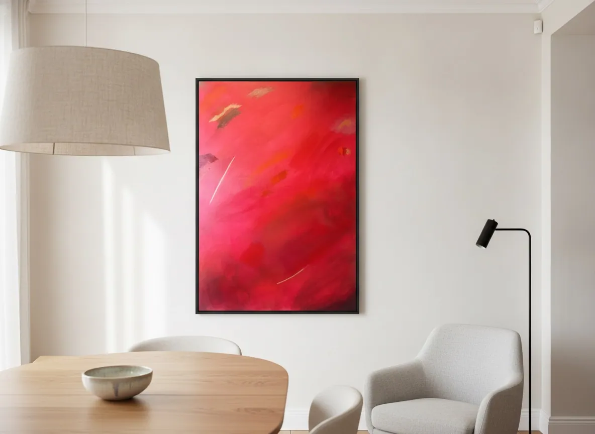 Fire of Devotion by Alyne Perfeito shown in an interior setting — digital visualization, Heart of Chaos series