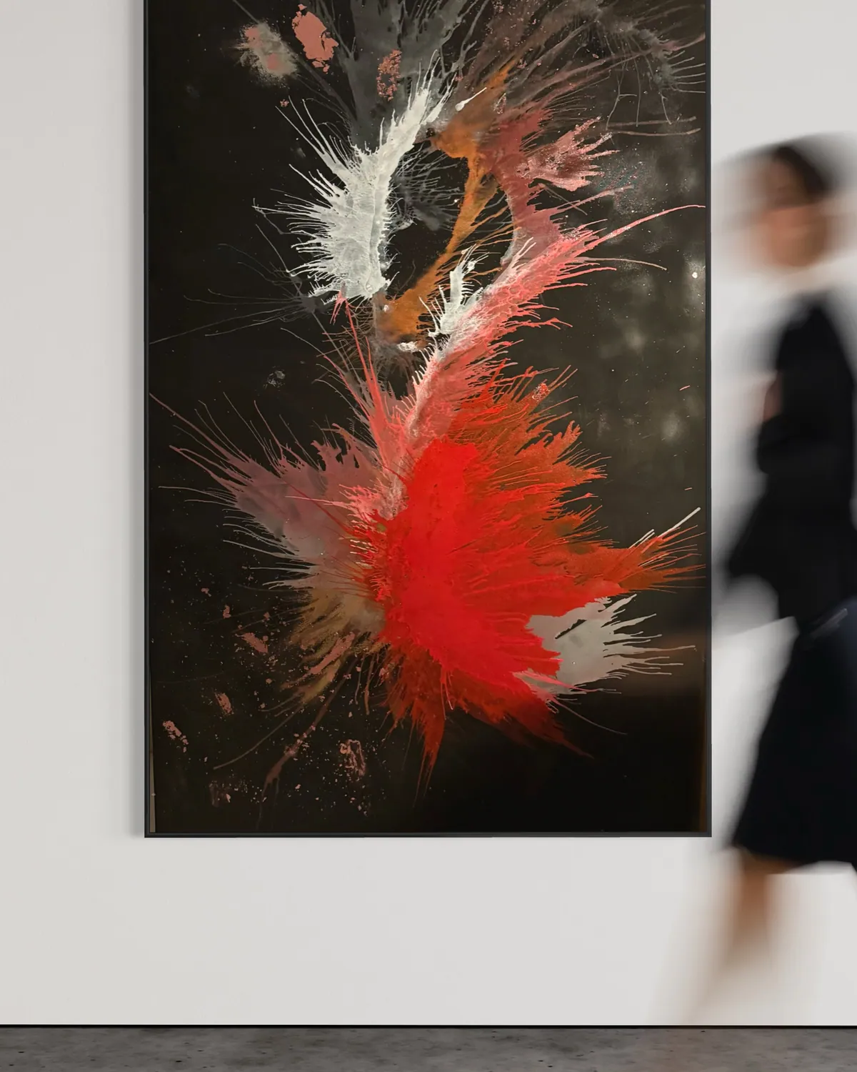 Genesis of Flame by Alyne Perfeito shown in an interior setting — 120 x 200 cm (47 x 79 in), Heart of Chaos series