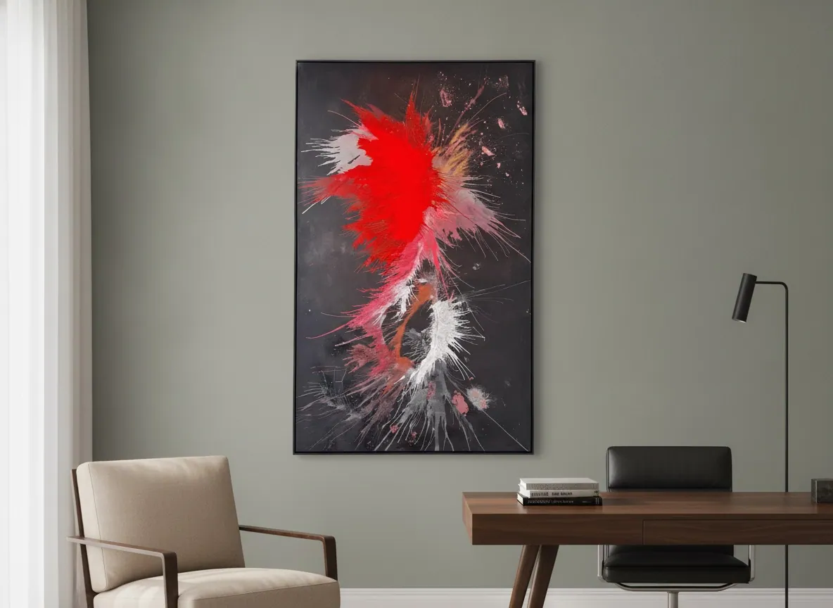 Genesis of Flame by Alyne Perfeito shown in an interior setting — digital visualization, Heart of Chaos series