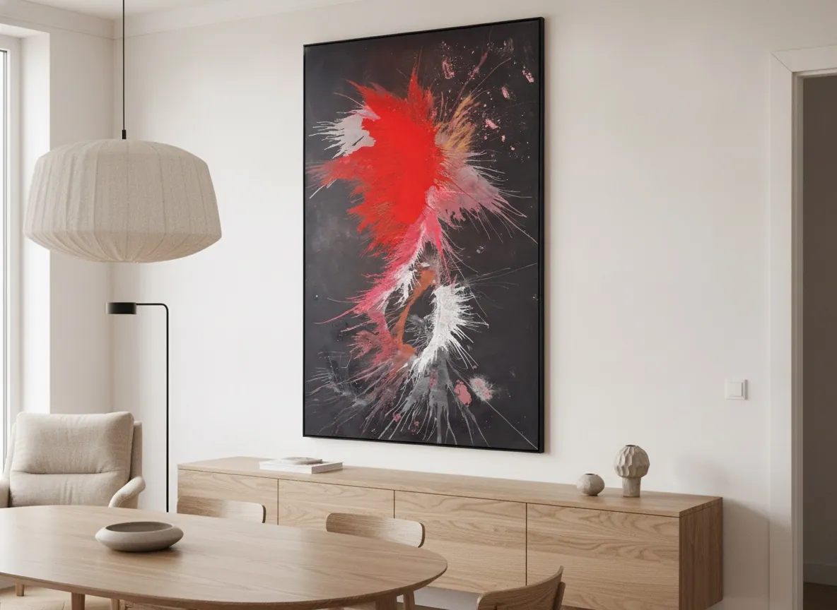Genesis of Flame by Alyne Perfeito shown in an interior setting — digital visualization, Heart of Chaos series