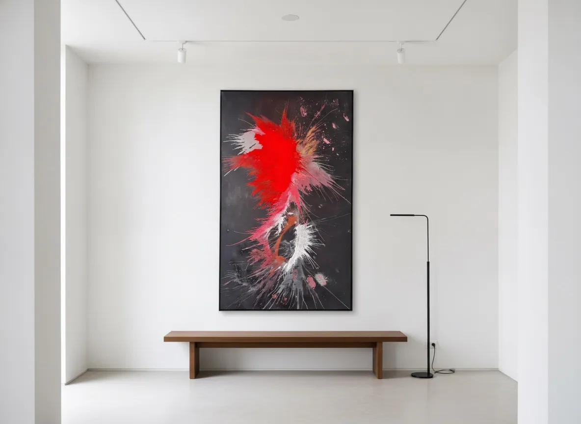 Genesis of Flame by Alyne Perfeito shown in an interior setting — digital visualization, Heart of Chaos series