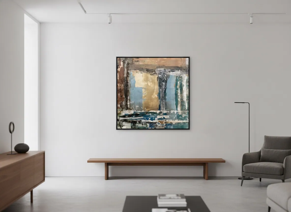 Patina Field by Alyne Perfeito shown in an interior setting — digital visualization, Terra & Ether series