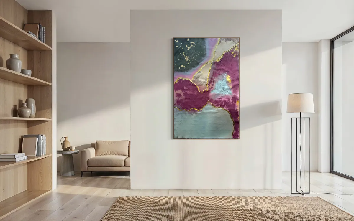Quartz Seam by Alyne Perfeito shown in an interior setting — digital visualization, Terra & Ether series
