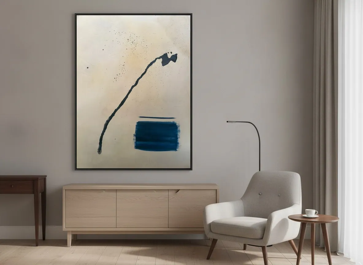 Silent Interval (120 x 160 cm), técnica mista com acrílica sobre tela — Alyne Perfeito, Perfeito Studio