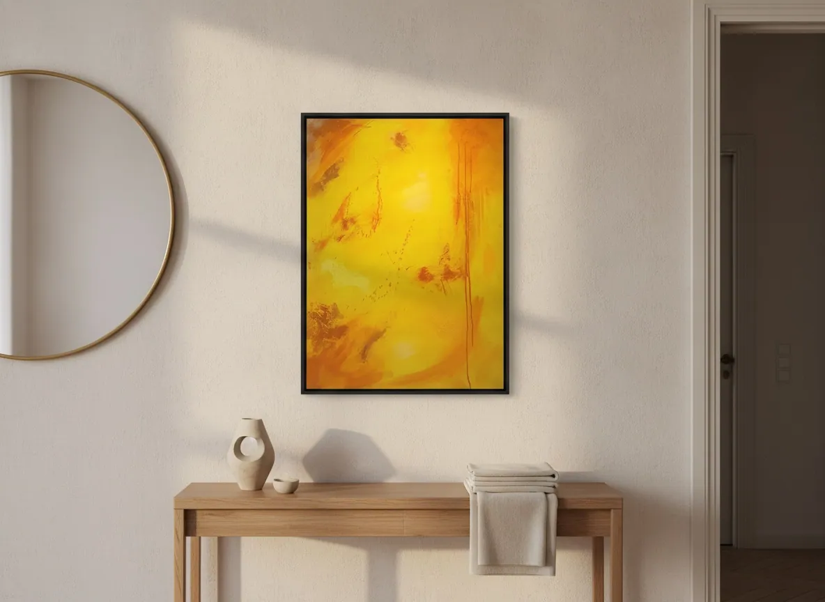 Solar Rain by Alyne Perfeito shown in an interior setting — digital visualization, Luminous Rebirth series