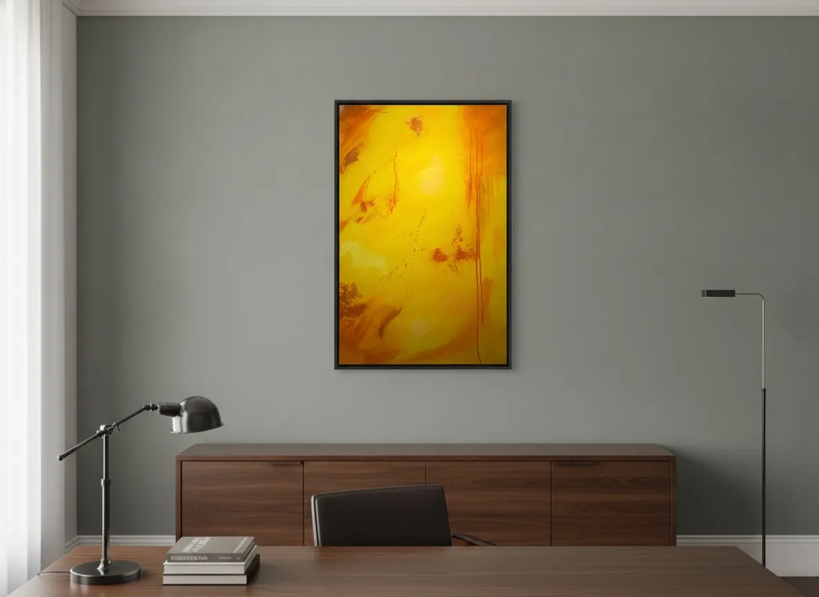 Solar Rain by Alyne Perfeito shown in an interior setting — digital visualization, Luminous Rebirth series