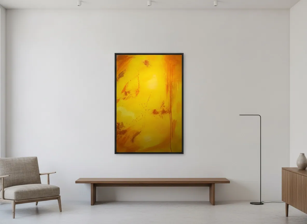 Solar Rain by Alyne Perfeito shown in an interior setting — digital visualization, Luminous Rebirth series