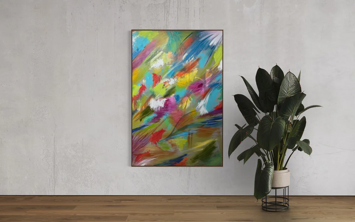 Vibrant Awakening by Alyne Perfeito shown in an interior setting — digital visualization, Luminous Rebirth series