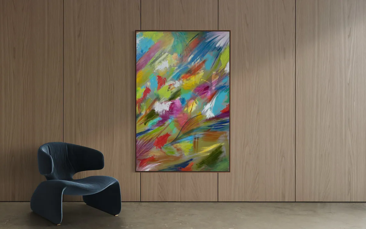 Vibrant Awakening by Alyne Perfeito shown in an interior setting — digital visualization, Luminous Rebirth series